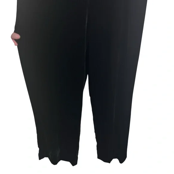 Sandro FR 40 US 8 Black Emilia Floral Embroidered Wide Leg Velvet Jumpsuit Flaw